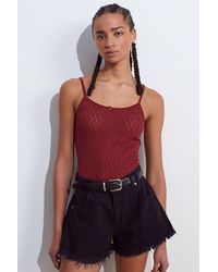 Dilvin - Textured Crop Cami Blouse With Bow Detail - Lyst
