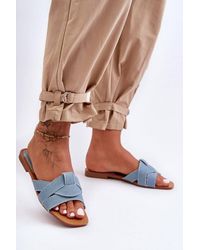 Love Lace - Interlaced Strap Flat Heeled Flip Flops With Non Slip Rubber Sole - Lyst