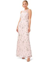 Adrianna Papell - Floral Sequin Halter Gown - Lyst