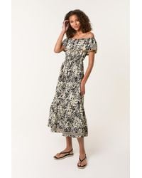 Blue Vanilla - Elasticated Waist Sleeveless Bardot Midi Dress - Lyst