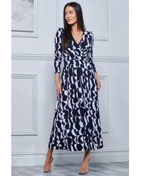Jolie Moi - Geometric Print Long Sleeve Maxi Dress - Lyst