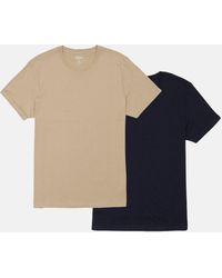 Burton - 2 Pack Navy And Stone Roll Sleeve T-shirt - Lyst