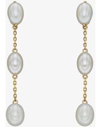 T.H.Baker - 9Ct Freshwater Pearl Tier Dropper Earrings Ge2388W - Lyst