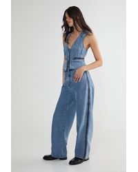 Nasty Gal - Zip Seam Detail Straight Leg Denim Jeans - Lyst