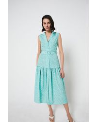 Warehouse - Sleeveless Dress With Buttons In Spot - Lyst
