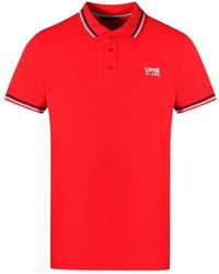 Class Roberto Cavalli - Twinned Tipped Collar White Logo Red Polo Shirt - Lyst