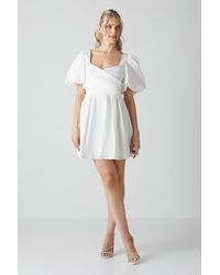 Coast - Puff Sleeve Mini Dress Wedding Dress With Tie Back - Lyst