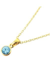 Harfi - Mini Round Aquamarine March Birthstone Pendant Necklace - Lyst