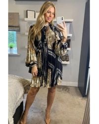 CY - Scarf Print Full Pleated Shirt Dress - Lyst