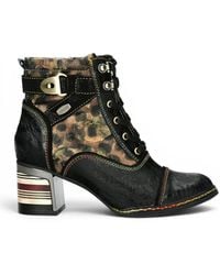 Infinity Leather - Victorian Floral Leather Lace-Up Ankle Boots - Lyst