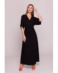 Love Lace - Evening Satin 3/4 Sleeve Fit & Flare Dress - Lyst