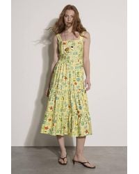 Apricot - Postcard Print Tiered Midi Dress - Lyst