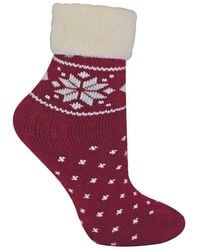 Sock Snob - 1 Pack Soft Warm Wool Bed Socks With Fairisle Design - Lyst