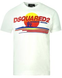 DSquared² - Cool Fit Coyboys Heaven Logo White T-shirt - Lyst