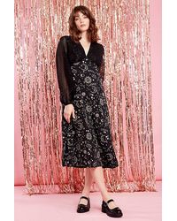 Neon Rose - Celestial Print Long Sleeve Midi Dress - Lyst