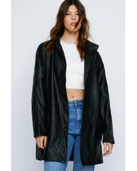 Nasty Gal - Oversized Faux Leather Longline Jacket - Lyst