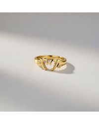 The Colourful Aura - 925 Hand Heart Couple Love Adjustable Stackable Ring - Lyst