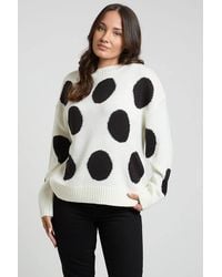 Influence - Polka-Dot Crew Neck Long Sleeve Knitted Jumper - Lyst