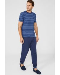 DEBENHAMS - Short Sleeve Stripe Tee And Jersey Pant Set - Lyst