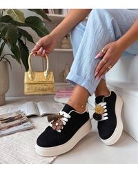 Love Lace - Practical Platform Round Toe Chunky Trainers - Lyst