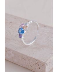 Mia Gioielli - Sterling Colourful Cz Cluster Adjustable Sparkly Ring - Lyst