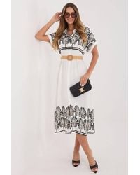 Love Lace - Viscose Floral Short Sleeve Shirt Dress - Lyst