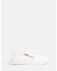 Coast - White Slip Ons With Zip Detail - Lyst
