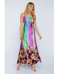 Nasty Gal - Tie Dye Floral Placement Print Embellished Maxi Dress - Lyst