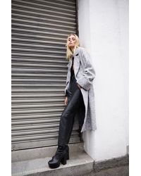 Warehouse - Wool Blend Textured Oversized A Line Coat - Lyst