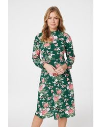 Izabel London - Floral High Neck Midi Dress - Lyst