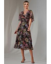 Jolie Moi - Floral Print Chiffon Pleated Dress - Lyst