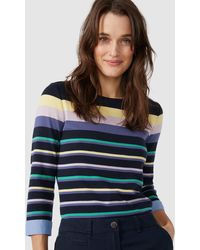 MAINE - Graduated Stripe Chambray Trim Scoop Neck Top - Lyst