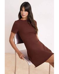 WOVCOR - Short Sleeve Tailored A Line Mini Dress W/ Seam Detail - Lyst