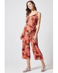 Dorothy Perkins - Red Tropical Print Wide Leg Jumpsuit - Lyst