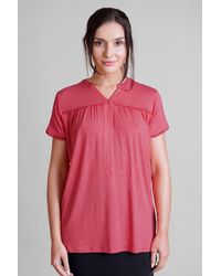 Enorsia - Golden Printed Cap Sleeve Jersey Tops - Lyst