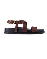 Clarks - Zarlea Strap Suede Flat Sandals - Lyst
