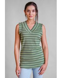 Enorsia - Metallic V-Neck V Back Tops - Lyst
