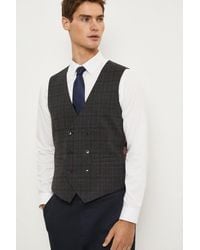 Burton - Slim Fit Grey Highlight Check Waistcoat - Lyst
