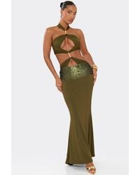 EGO - Strappy Halter Neck Cut Out Contrast Maxi Dress - Lyst