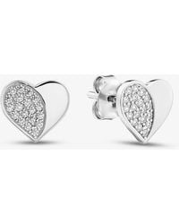 T.H.Baker - Sterling Cubic Zirconia Heart Stud Earrings Me-1079 - Lyst