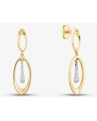 T.H.Baker - 9Ct Diamond Oval Dropper Earrings E4537Yw/15-10 - Lyst