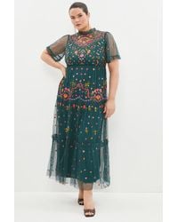 Coast - Plus Size Flare Sleeve All Over Embroidered Maxi Dress - Lyst