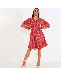 quiz pale blue floral print batwing dress