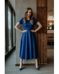 Love Lace - Stretch Short Sleeve Maxi Dress With Zip - Lyst