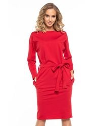Love Lace - Cotton Knit Kimono Belt Dress With Pockets - Lyst