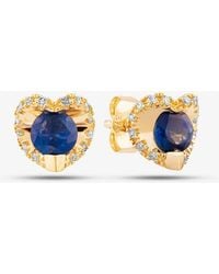 T.H.Baker - 9Ct 0.08Ct Diamond & Sapphire Heart Stud Earrings Pe20239 - Lyst