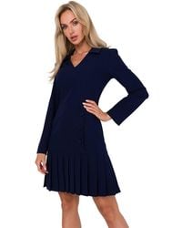 Love Lace - Viscose Pleated V-Neck Long Sleeve Dress - Lyst