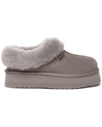 EverAu Australia - Real Sheepskin Topknot Leather Platform Slippers With Eva Sole - Lyst