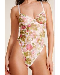 Nasty Gal - Floral Lace And Mesh Underwire Bodysuit - Lyst