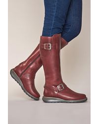 Moshulu - 'Stargazer' Long Leather Wedge Boots - Lyst